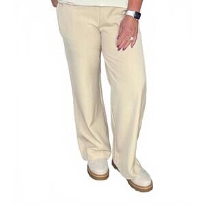 NEW BEFORE YOU COLLECTION wide leg side detail pants in beige
